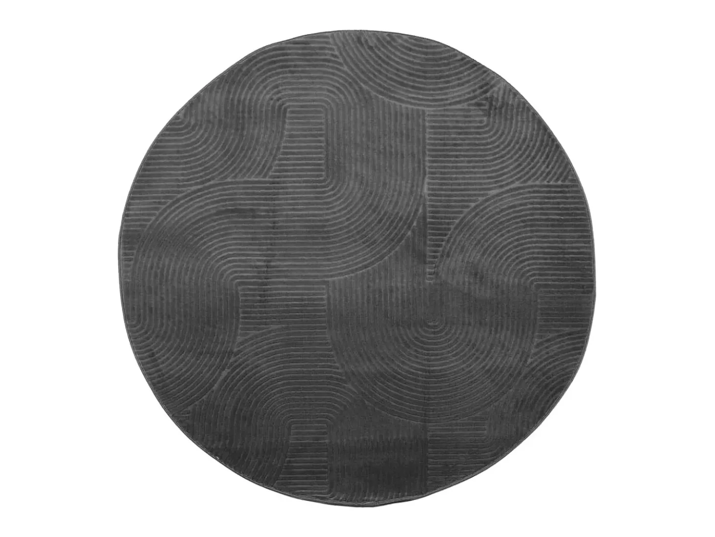 Alfombra IZA de pelo corto de estilo escandinavo en color antracita Ø 120 cm
