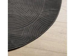 Alfombra IZA de pelo corto de estilo escandinavo en color antracita Ø 120 cm