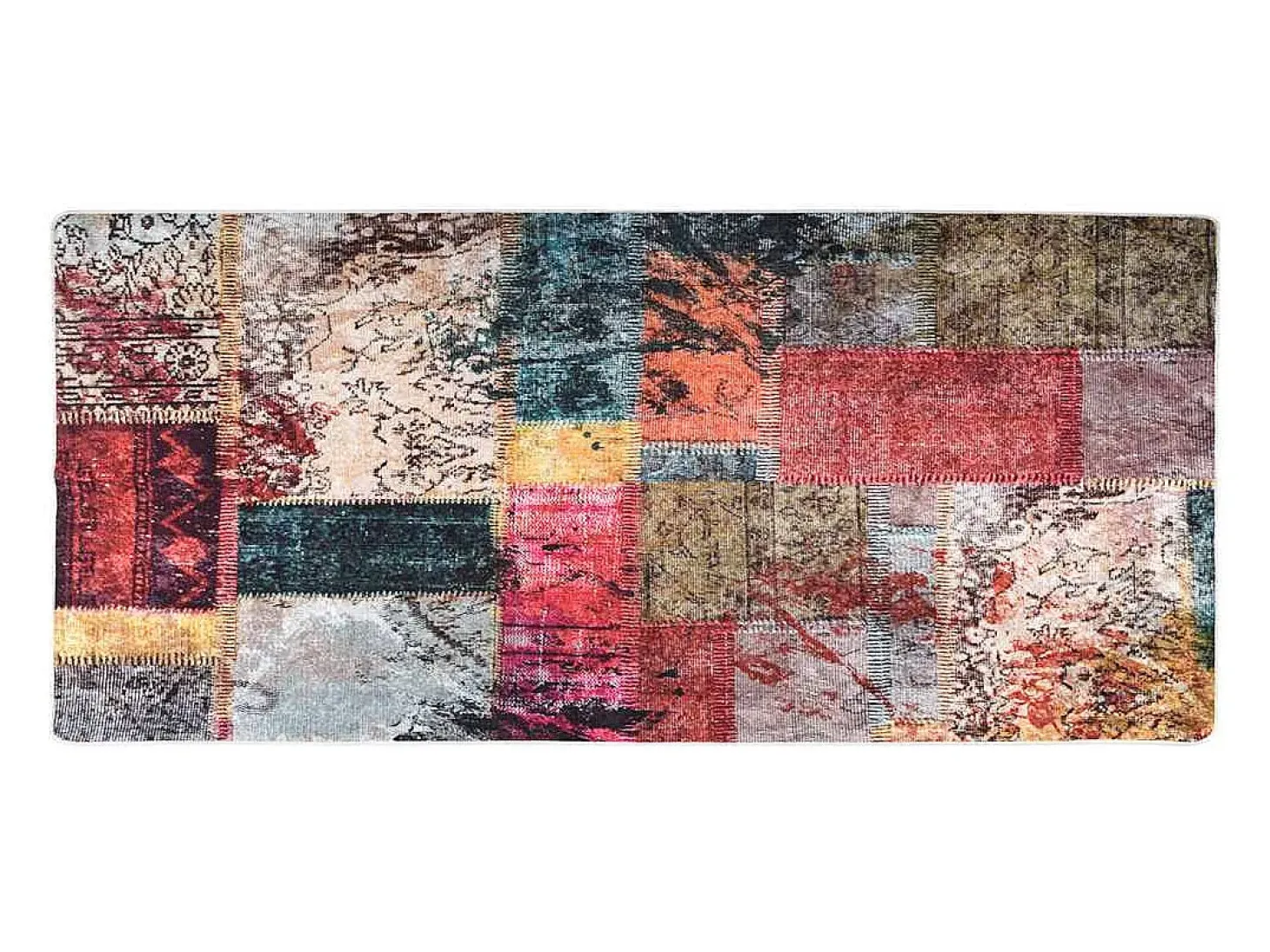 Alfombra lavable antideslizante Patchwork 80x300 cm Multicolor