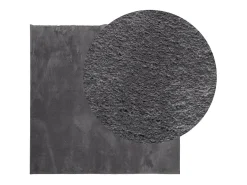 Alfombra lavable de pelo corto suave HUARTE antracita 120x120 cm