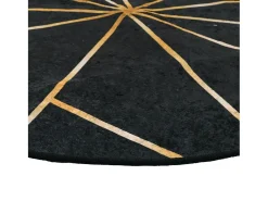 Alfombra lavable negra y dorada Ø 120 cm antideslizante