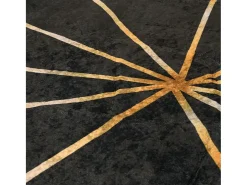 Alfombra lavable negra y dorada 80x150 cm antideslizante