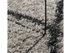 Alfombra moderna de pelo largo en beige y antracita, Ø 100 cm