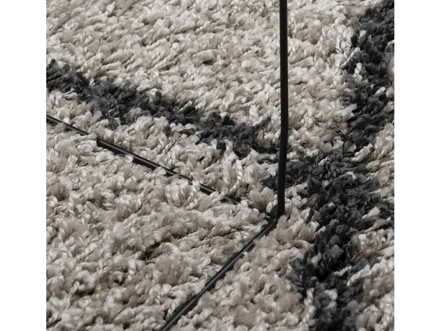 Alfombra moderna de pelo largo en beige y antracita, Ø 100 cm