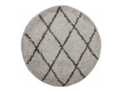 Alfombra moderna de pelo largo en beige y antracita, Ø 100 cm