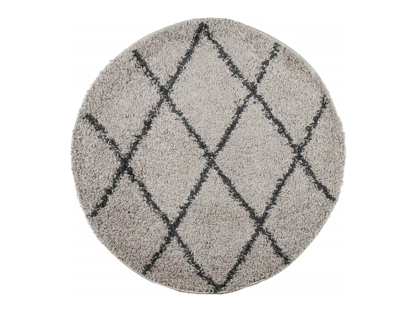 Alfombra moderna de pelo largo en beige y antracita, Ø 100 cm