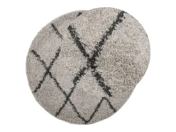 Alfombra moderna de pelo largo en beige y antracita, Ø 100 cm