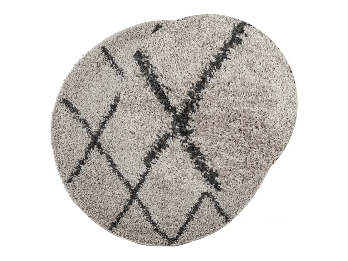 Alfombra moderna de pelo largo en beige y antracita, Ø 100 cm