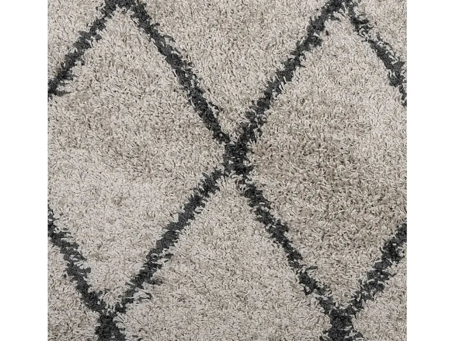 Alfombra moderna de pelo largo en beige y antracita, Ø 100 cm