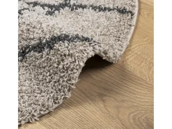 Alfombra moderna de pelo largo en beige y antracita, Ø 100 cm