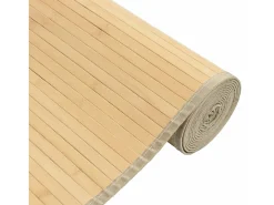 Alfombra rectangular de bambú natural claro 80x300 cm