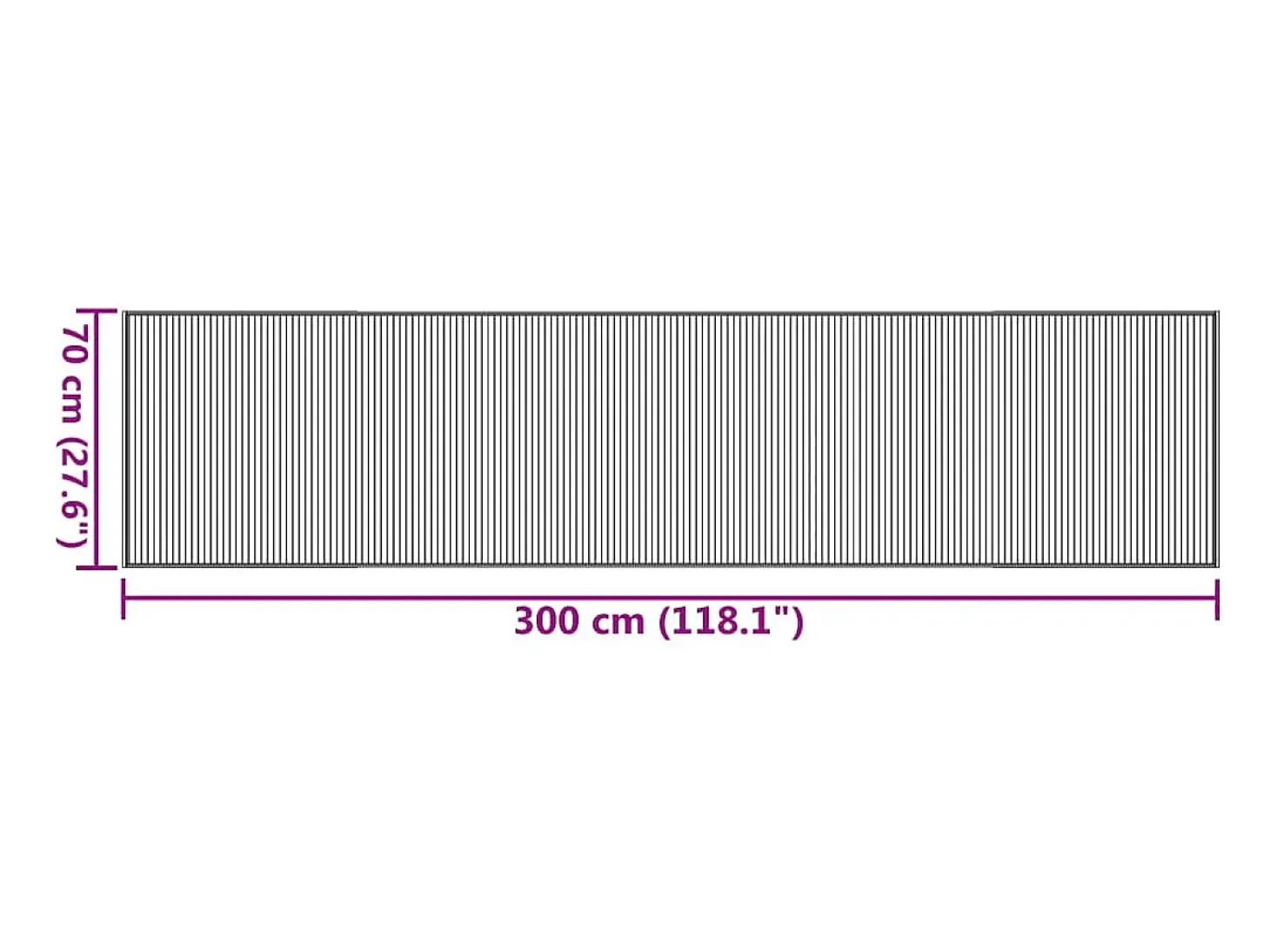 Alfombra rectangular gris 70x300 cm bambú