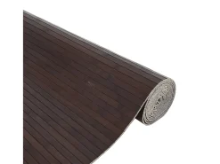 Alfombra rectangular marrón oscuro 80x200 cm bambú