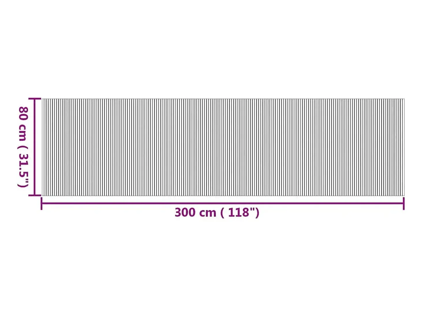 Alfombra rectangular natural de bambú 80x300 cm