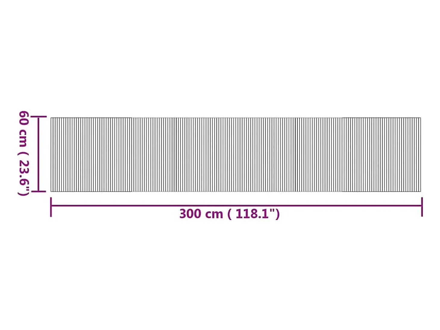 Alfombra rectangular natural de bambú 60x300 cm