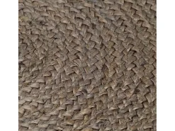 Alfombra redonda de yute hecha a mano, 90 cm, color gris