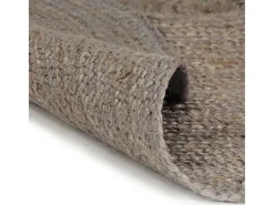 Alfombra redonda de yute hecha a mano, 90 cm, color gris