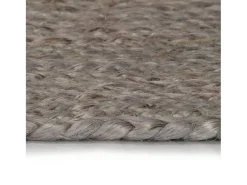 Alfombra redonda de yute hecha a mano, 90 cm, color gris
