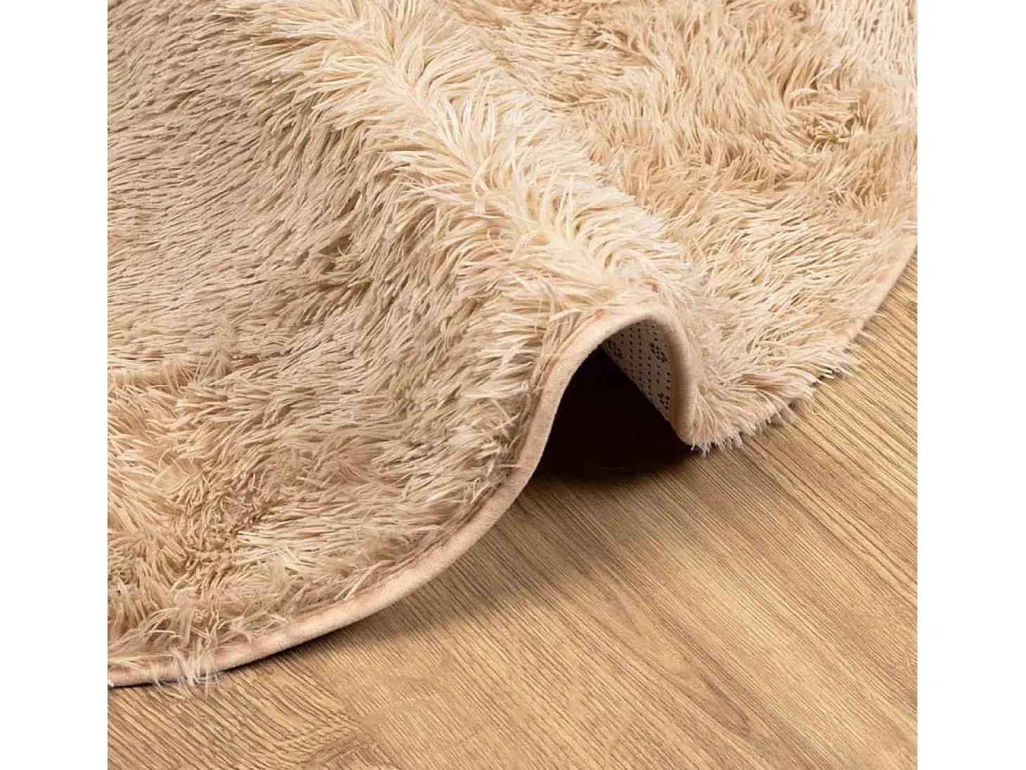 Alfombra shaggy de pelo largo NAVARRA beige 200x200 cm poliéster