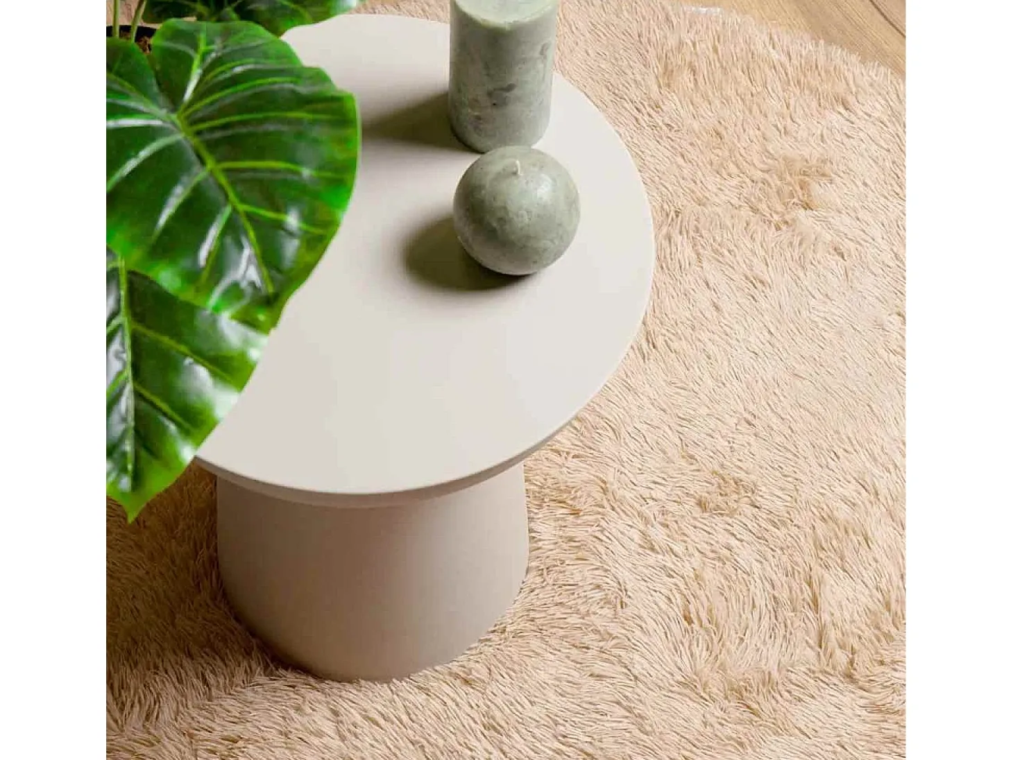 Alfombra shaggy de pelo largo NAVARRA beige 200x200 cm poliéster