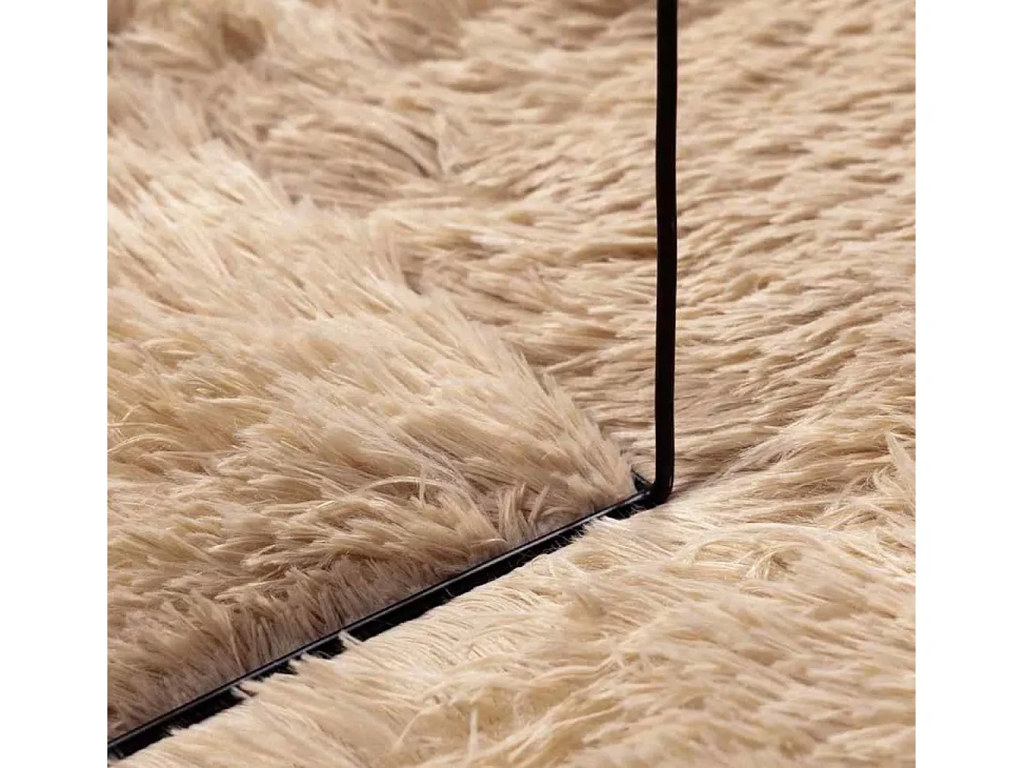 Alfombra shaggy de pelo largo NAVARRA beige 200x200 cm poliéster
