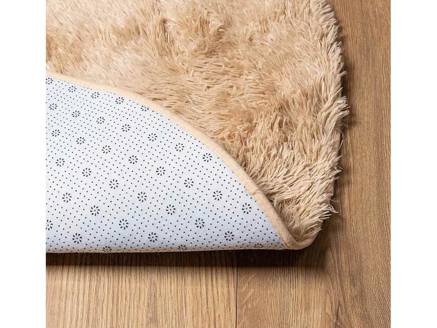 Alfombra shaggy de pelo largo NAVARRA beige 200x200 cm poliéster