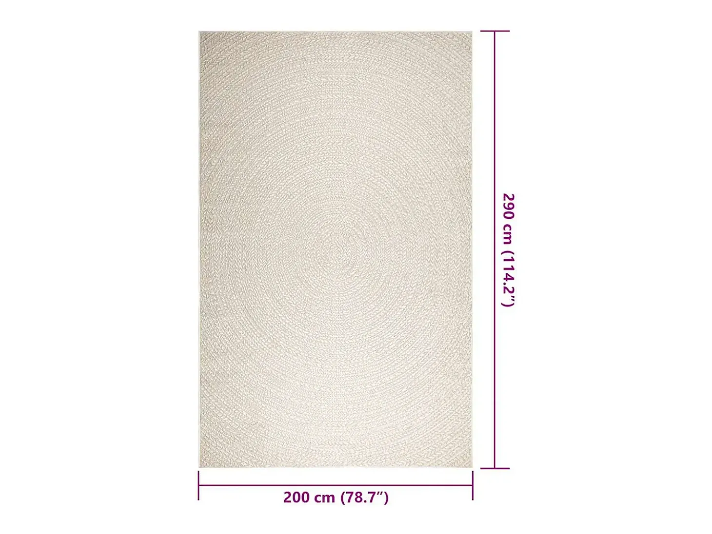 Alfombra ZIZUR color crema 200x290 cm efecto yute interior y exterior