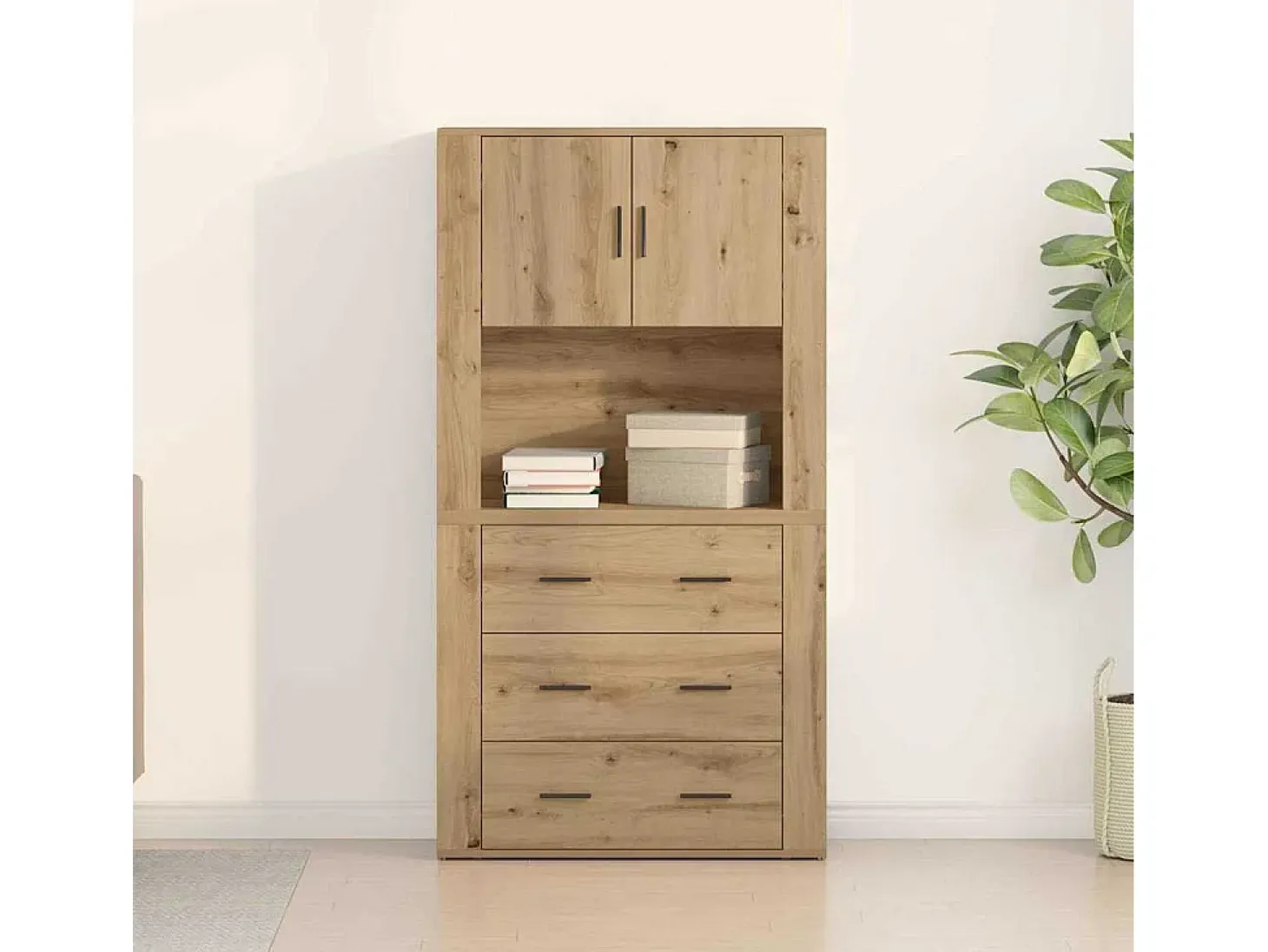 Altillo Roble artisan 80 x 33 x 150 cm Madera contrachapada