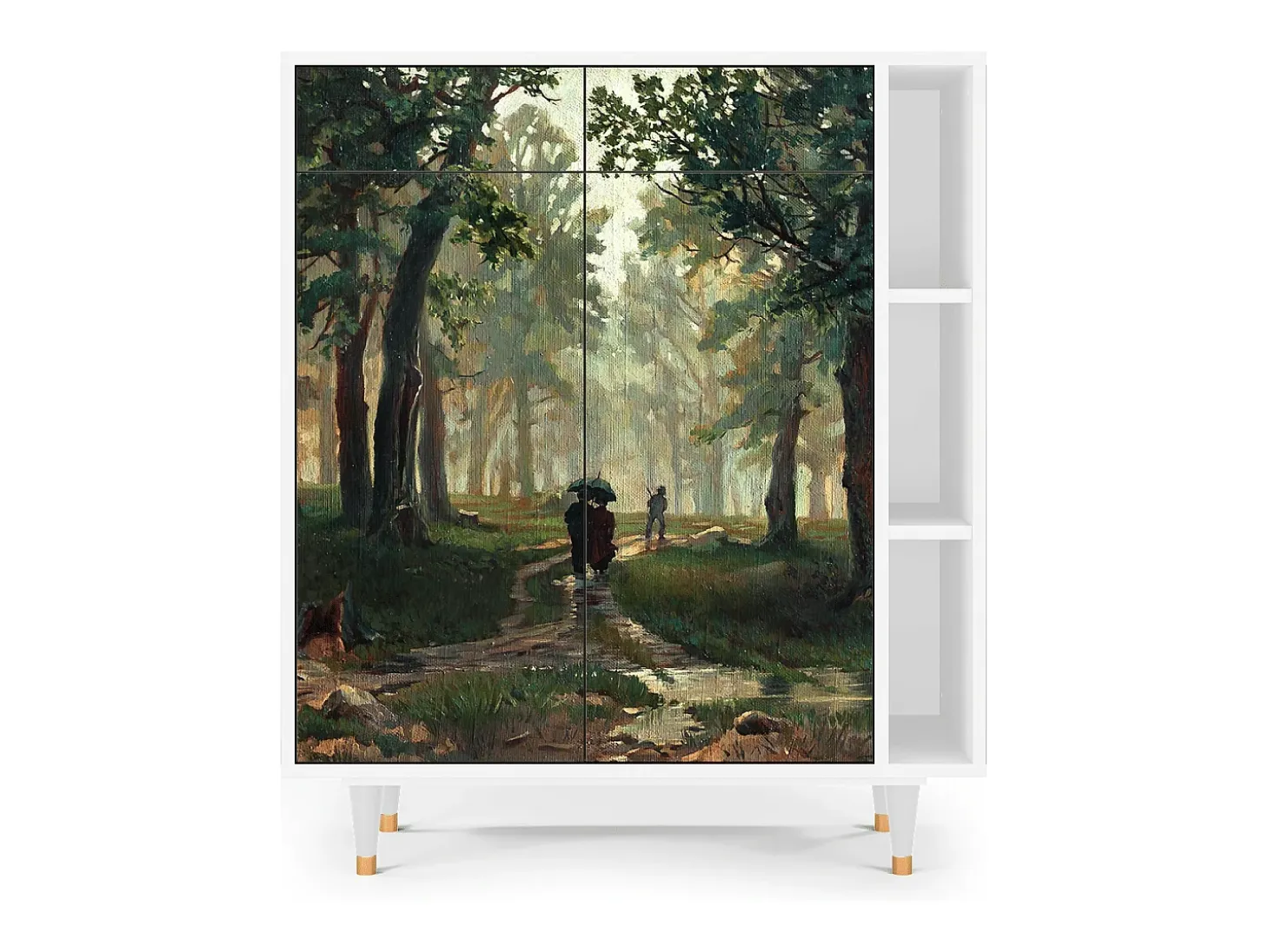 Aparador - 96х110х41 cm - BS6 - Rain in the Oak Forest, Blanco