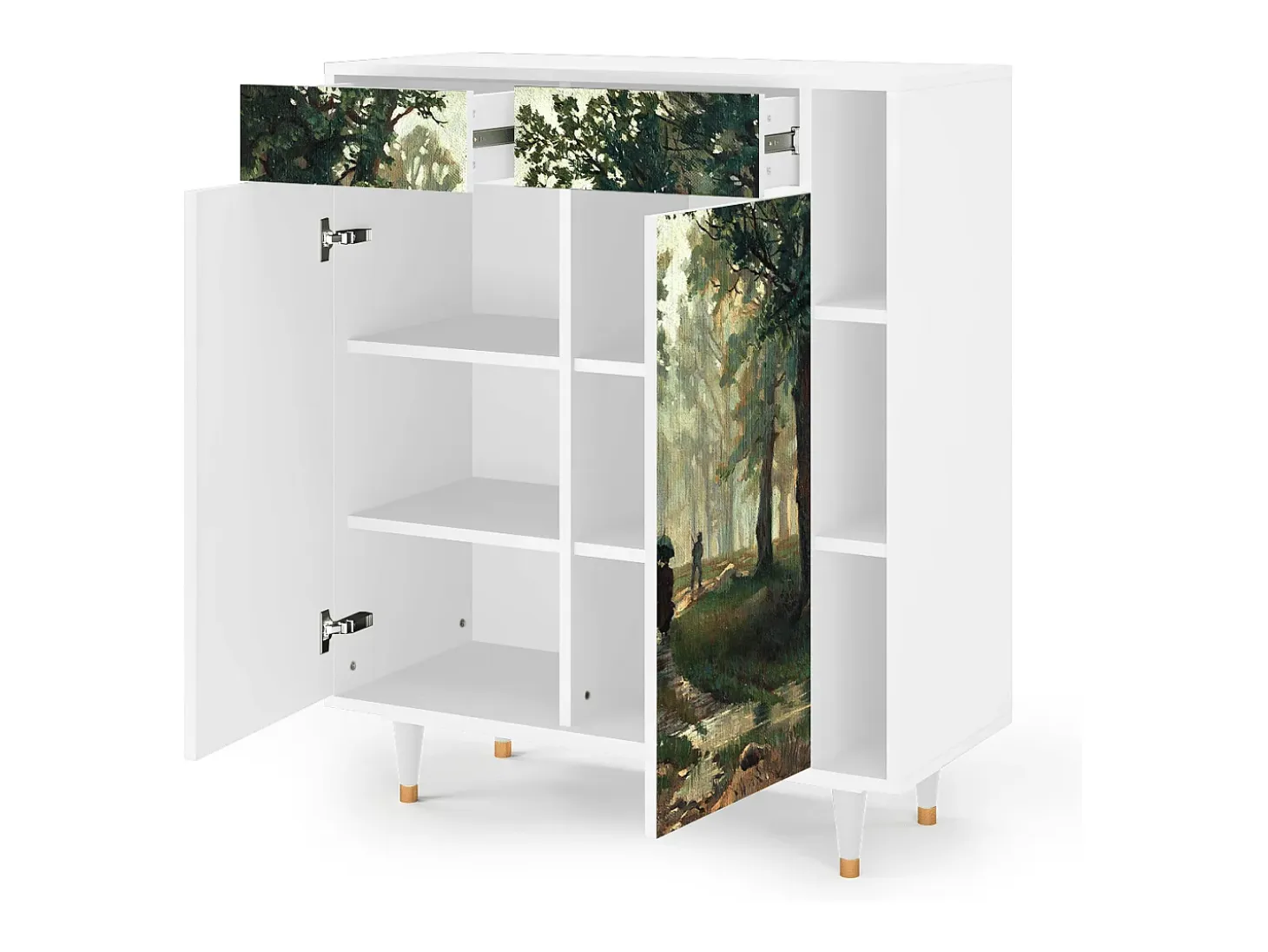 Aparador - 96х110х41 cm - BS6 - Rain in the Oak Forest, Blanco