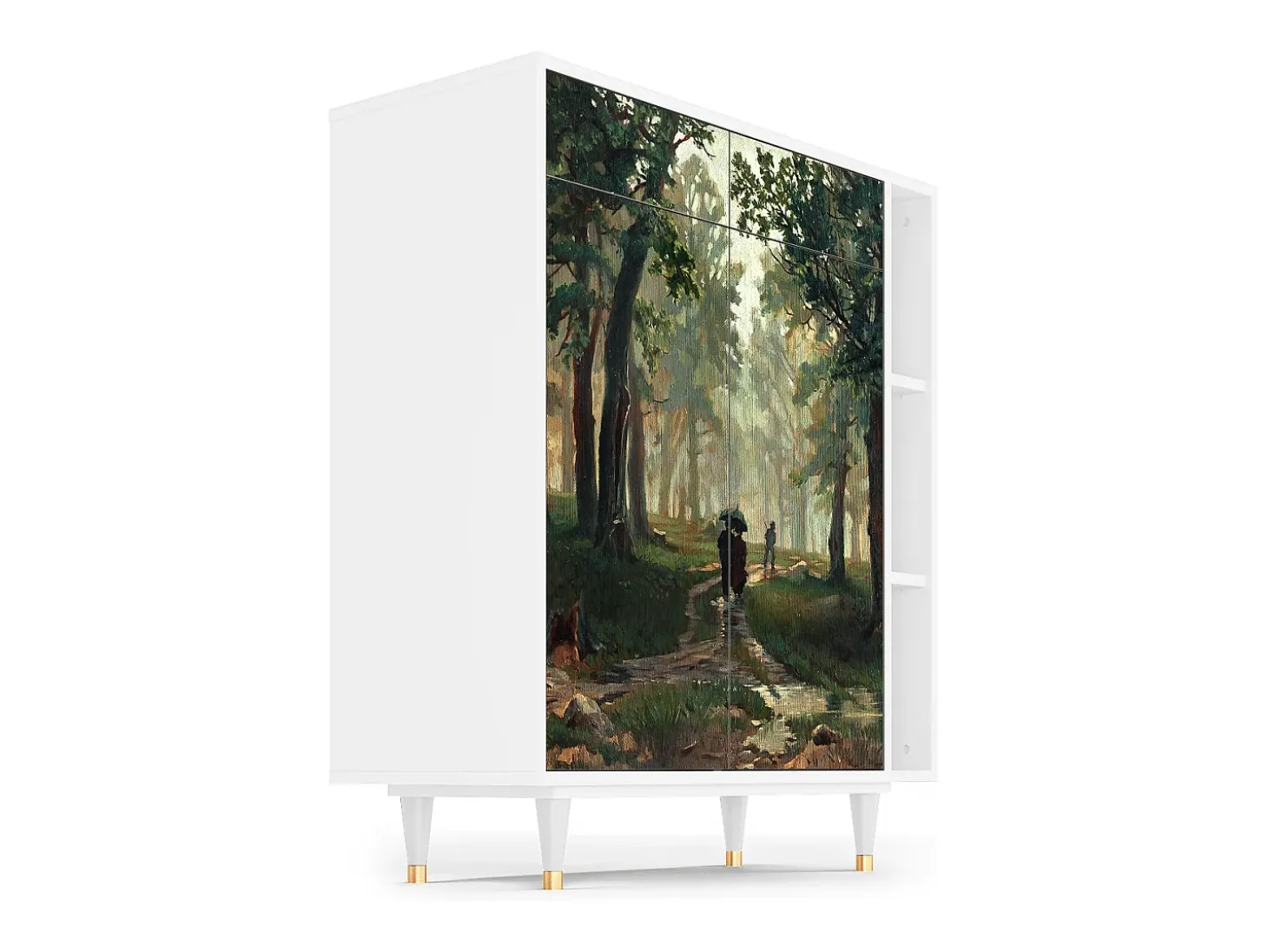 Aparador - 96х110х41 cm - BS6 - Rain in the Oak Forest, Blanco