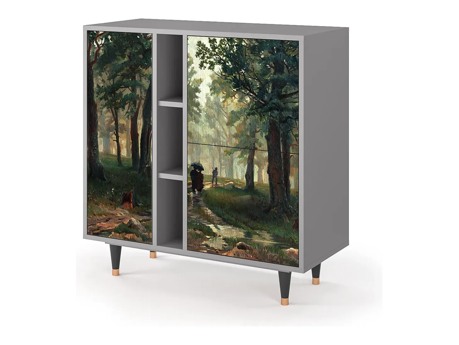 Aparador - 94х96х41 cm - BS5 - Rain in the Oak Forest, Gris