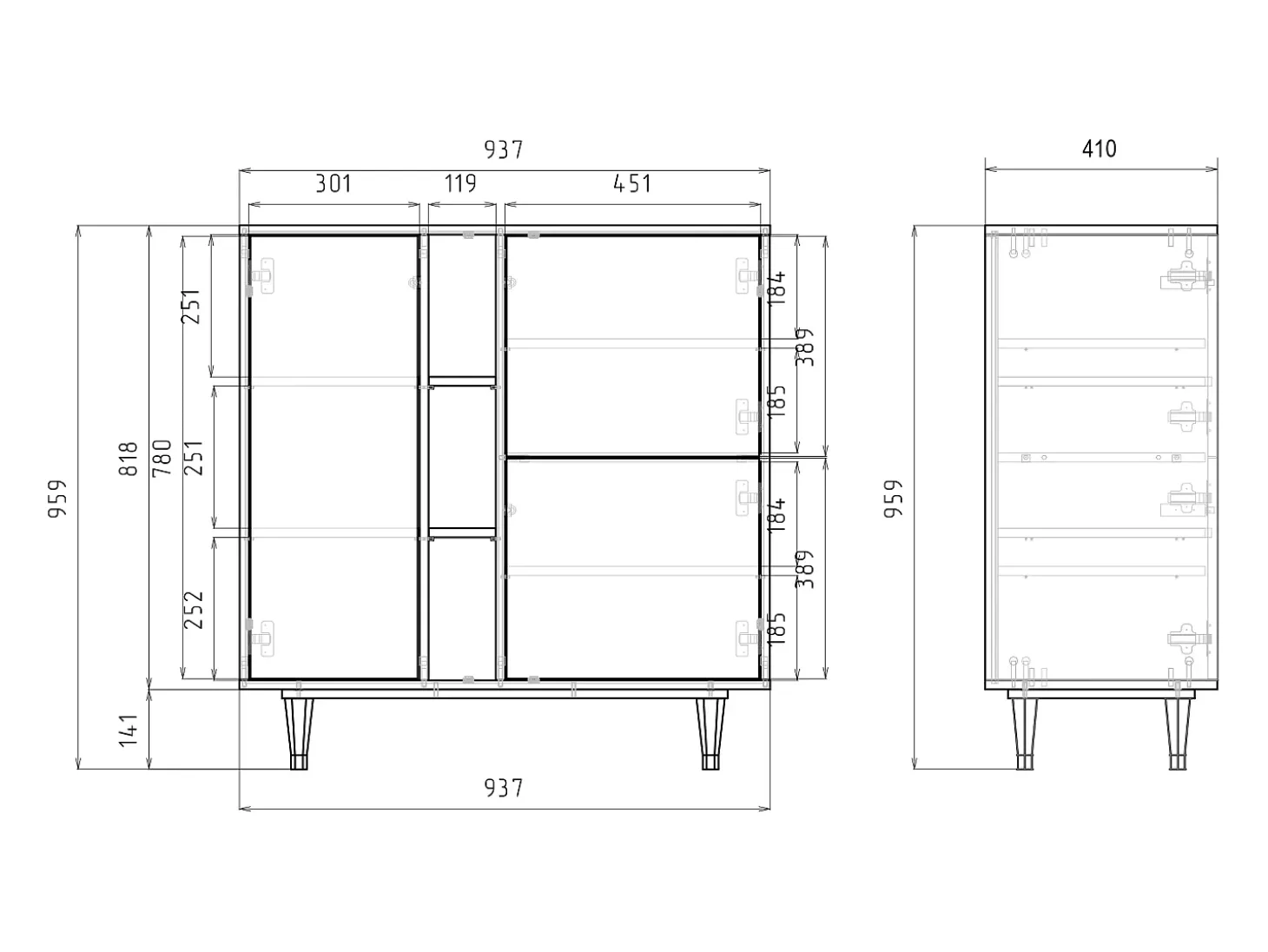Aparador - 94х96х41 cm - BS5 - Arenay Marble, Antracita