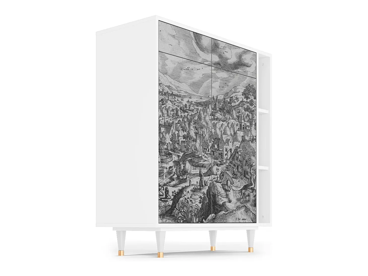 Aparador - 96х110х41 cm - BS6 - Bird Dropping, Blanco