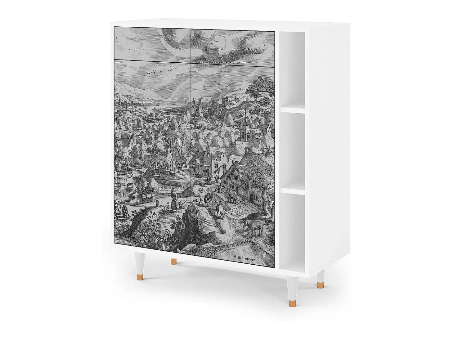Aparador - 96х110х41 cm - BS6 - Bird Dropping, Blanco