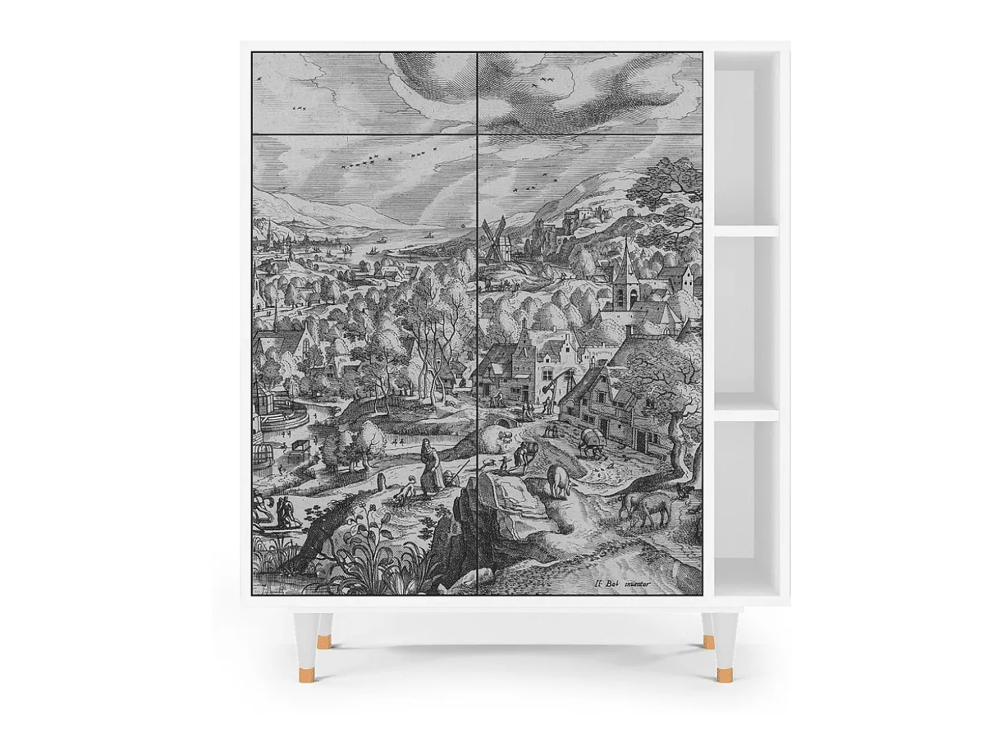Aparador - 96х110х41 cm - BS6 - Bird Dropping, Blanco