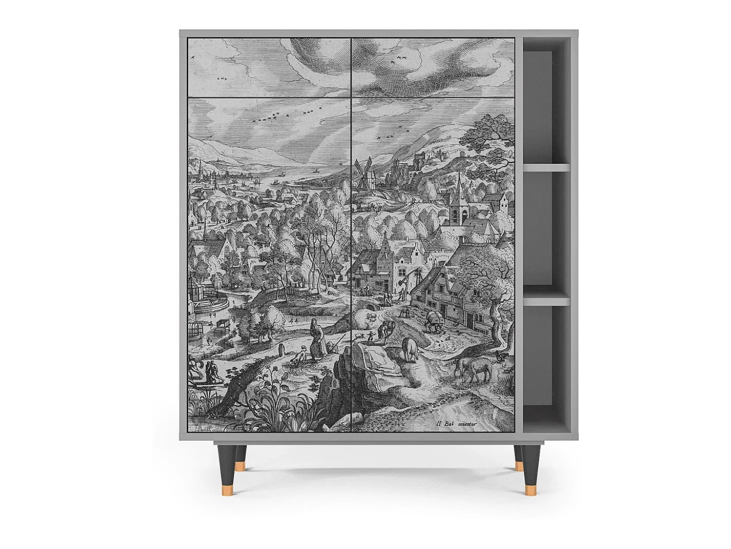 Aparador - 96х110х41 cm - BS6 - Bird Dropping, Gris