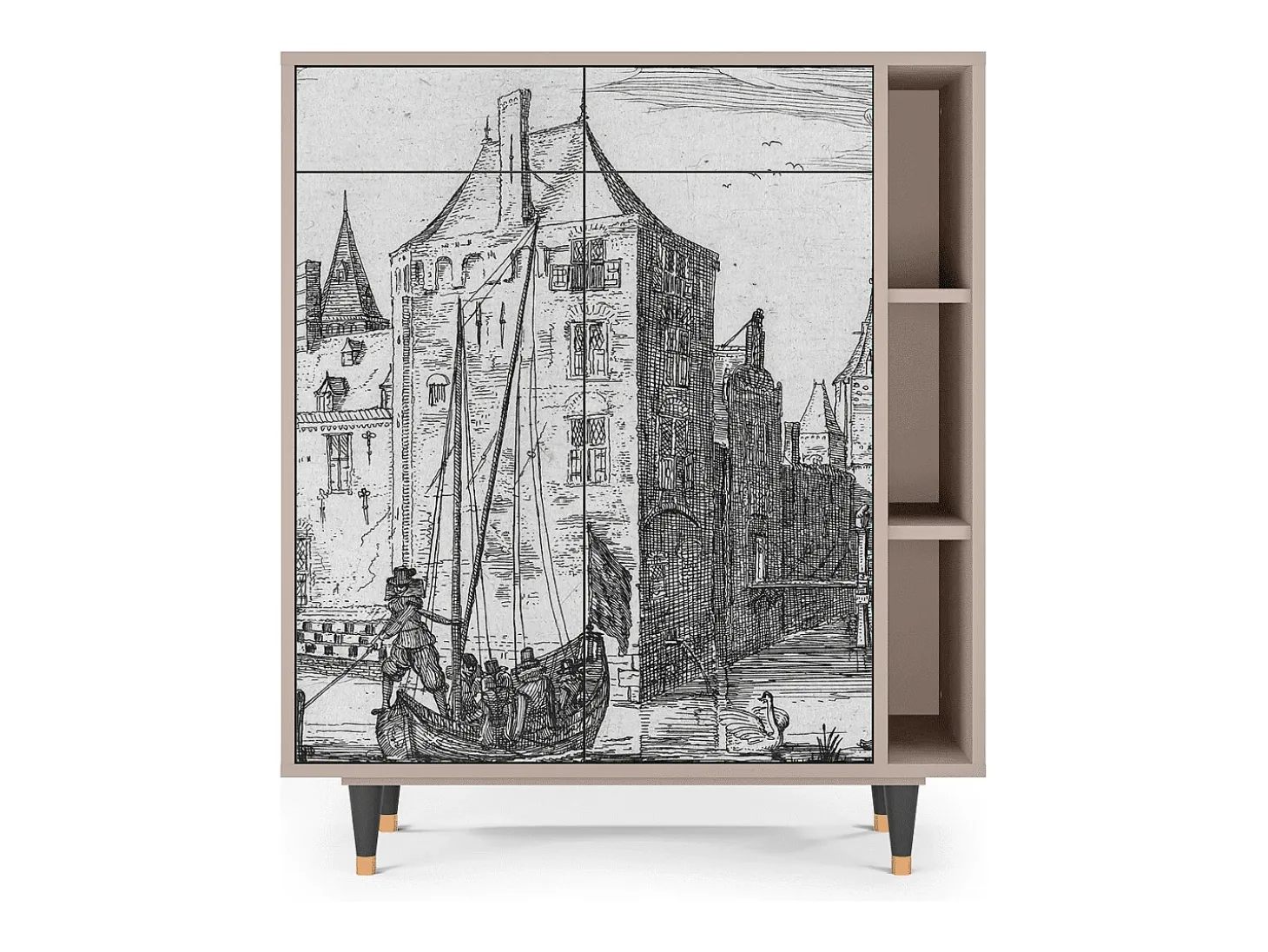 Aparador - 96х110х41 cm - BS6 - Castle with Bridge, Latte