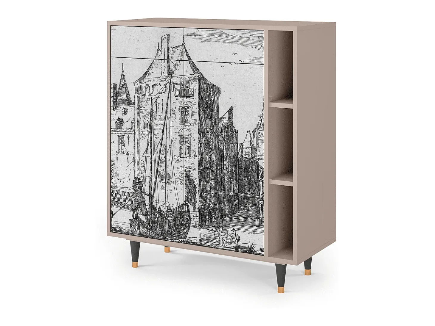 Aparador - 96х110х41 cm - BS6 - Castle with Bridge, Latte