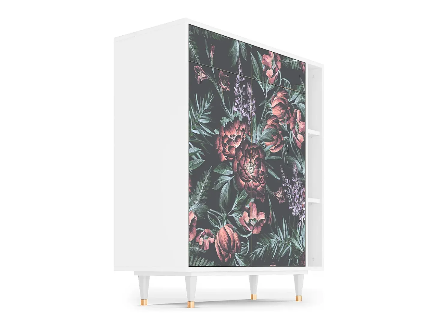 Aparador - 96х110х41 cm - BS6 - Dark Peonies, Blanco