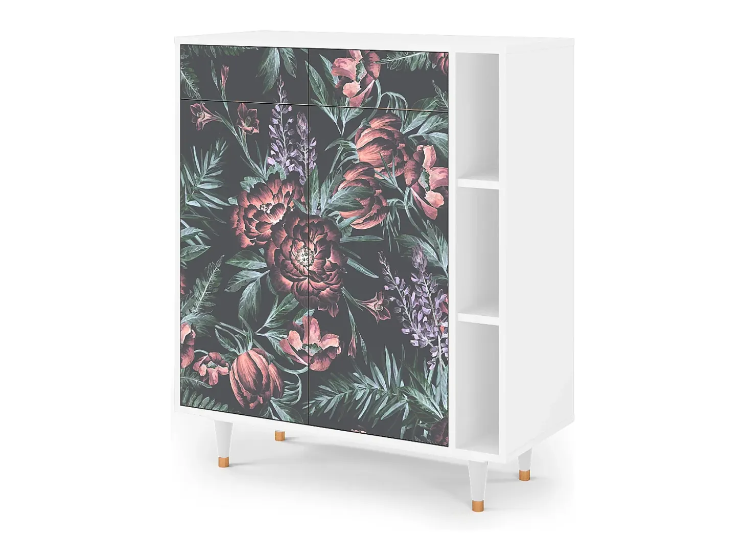 Aparador - 96х110х41 cm - BS6 - Dark Peonies, Blanco
