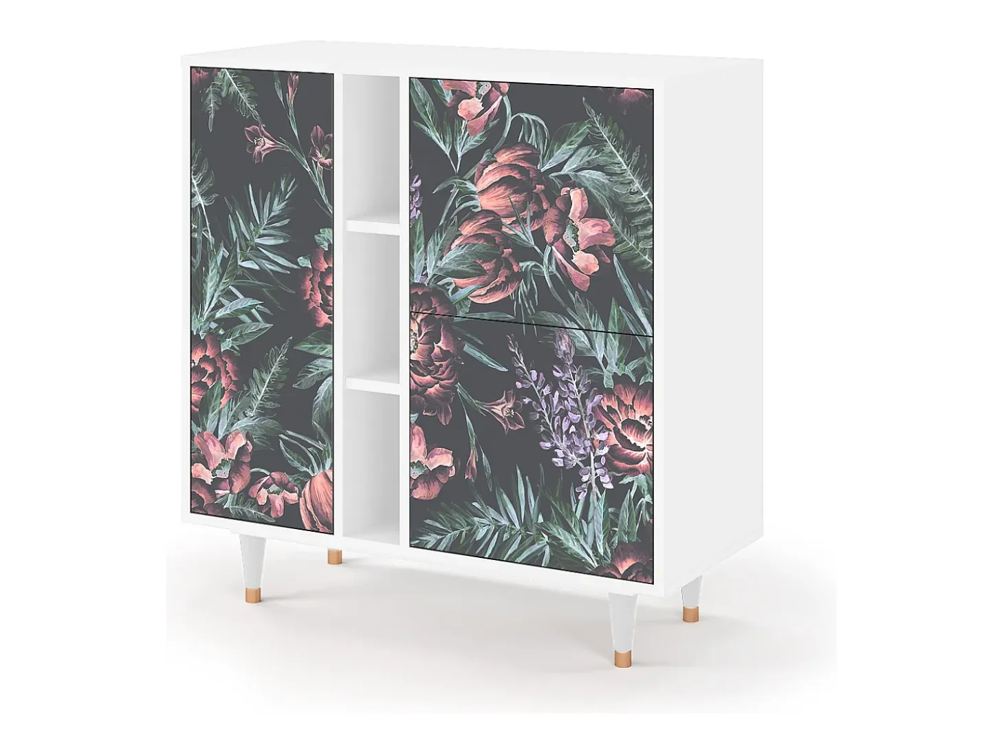 Aparador - 94х96х41 cm - BS5 - Dark Peonies, Blanco