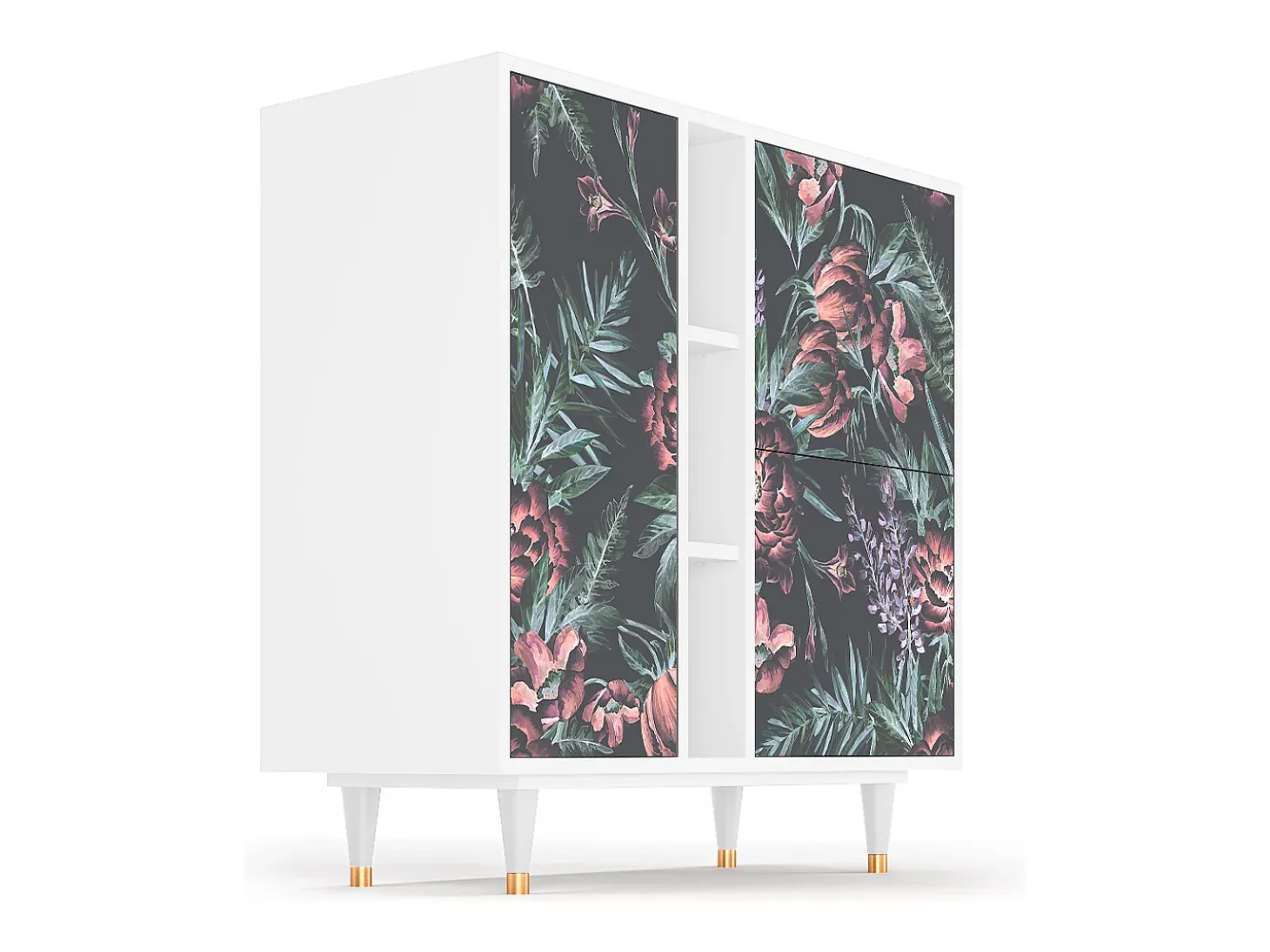 Aparador - 94х96х41 cm - BS5 - Dark Peonies, Blanco