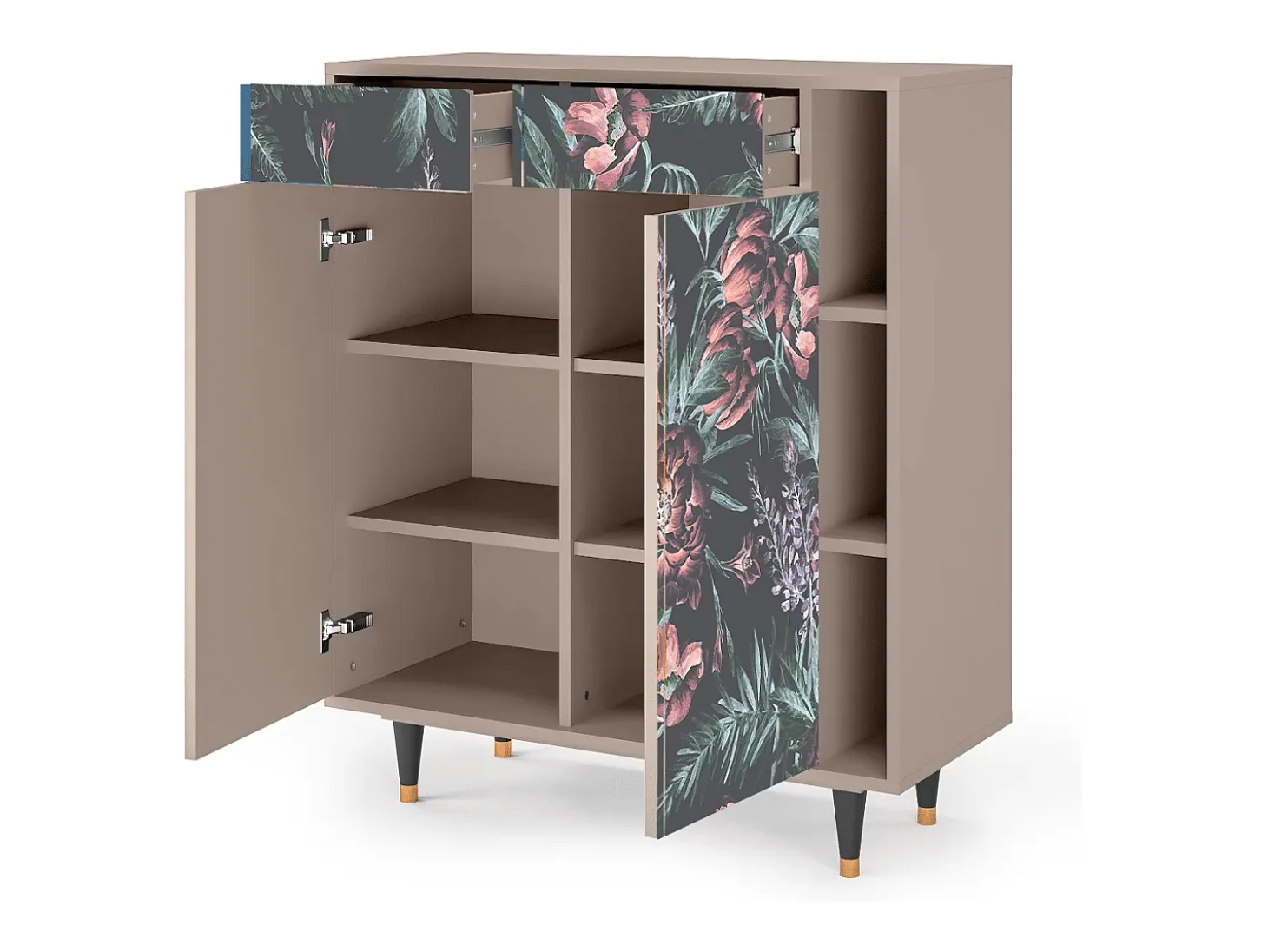 Aparador - 96х110х41 cm - BS6 - Dark Peonies, Latte