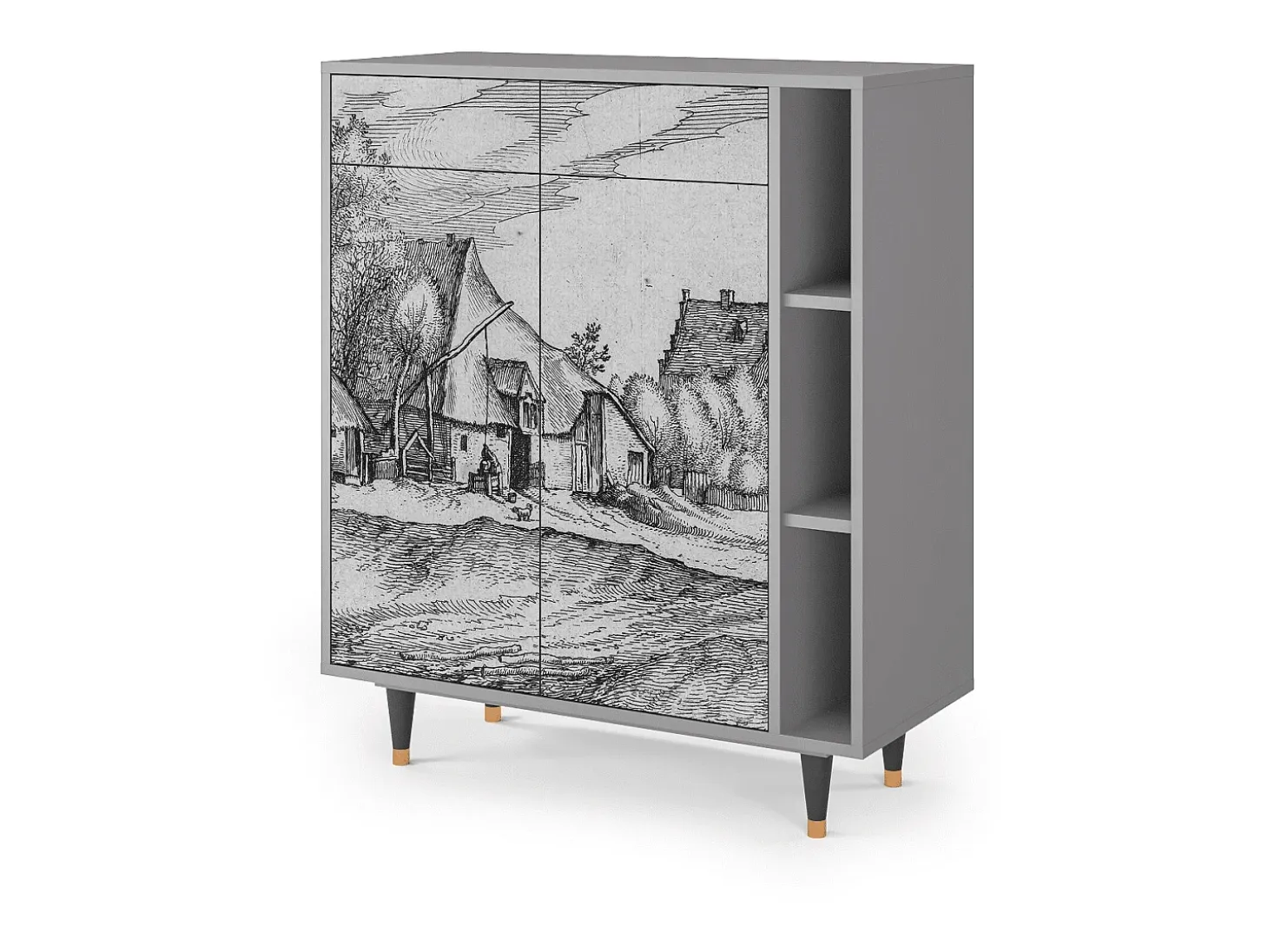 Aparador - 96х110х41 cm - BS6 - Farms in a Village, Gris