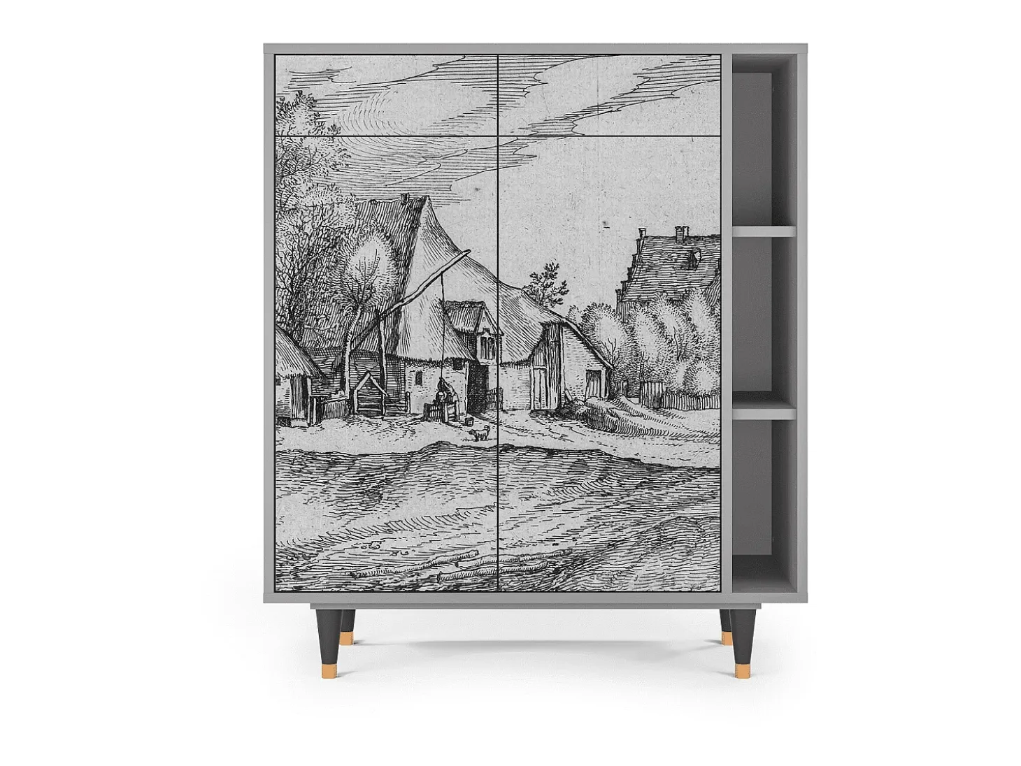 Aparador - 96х110х41 cm - BS6 - Farms in a Village, Gris