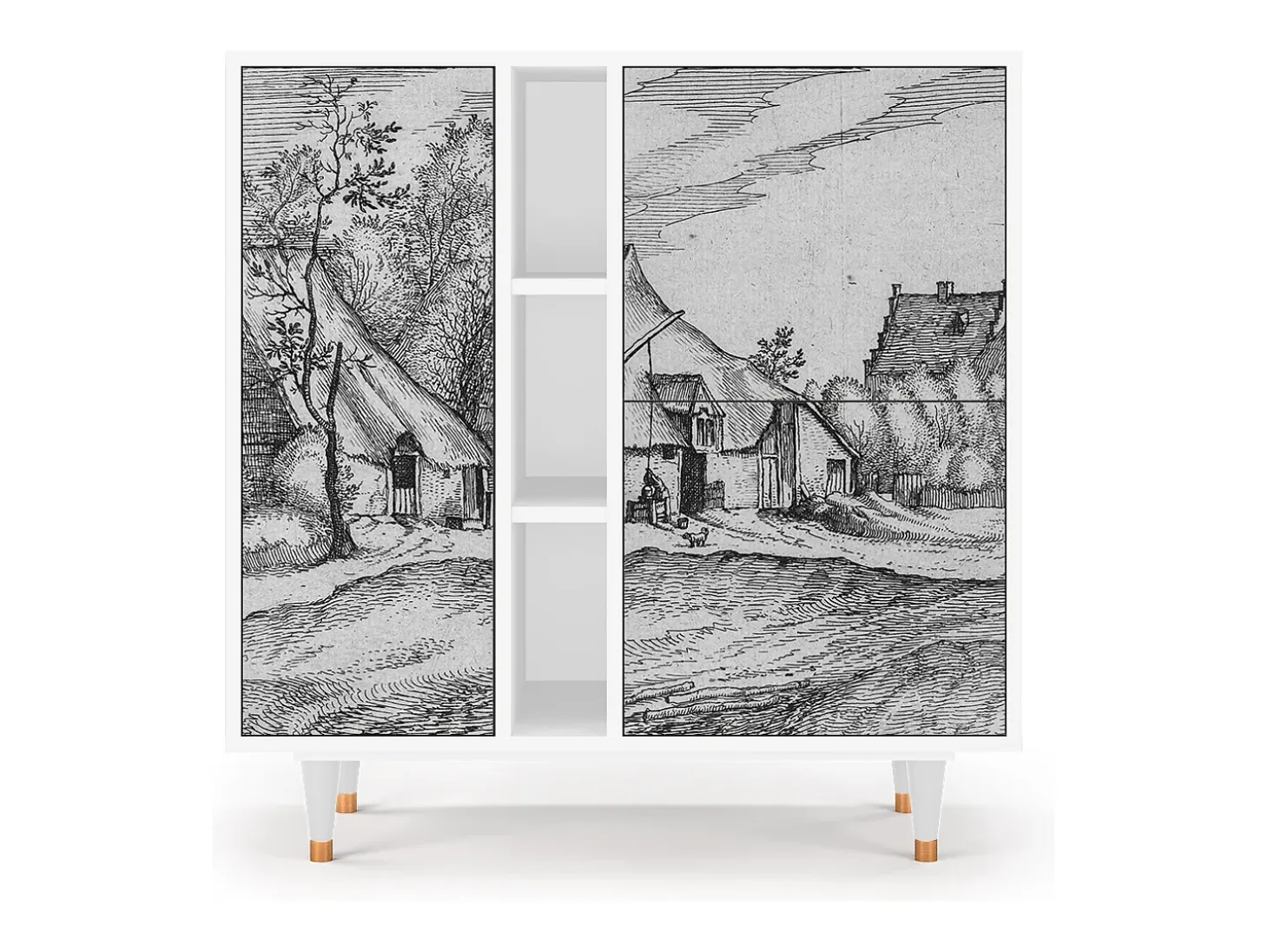 Aparador - 94х96х41 cm - BS5 - Farms in a Village, Blanco