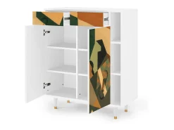 Aparador - 96х110х41 cm - BS6 - Glass and Checkerboard, Blanco