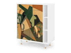 Aparador - 96х110х41 cm - BS6 - Glass and Checkerboard, Blanco