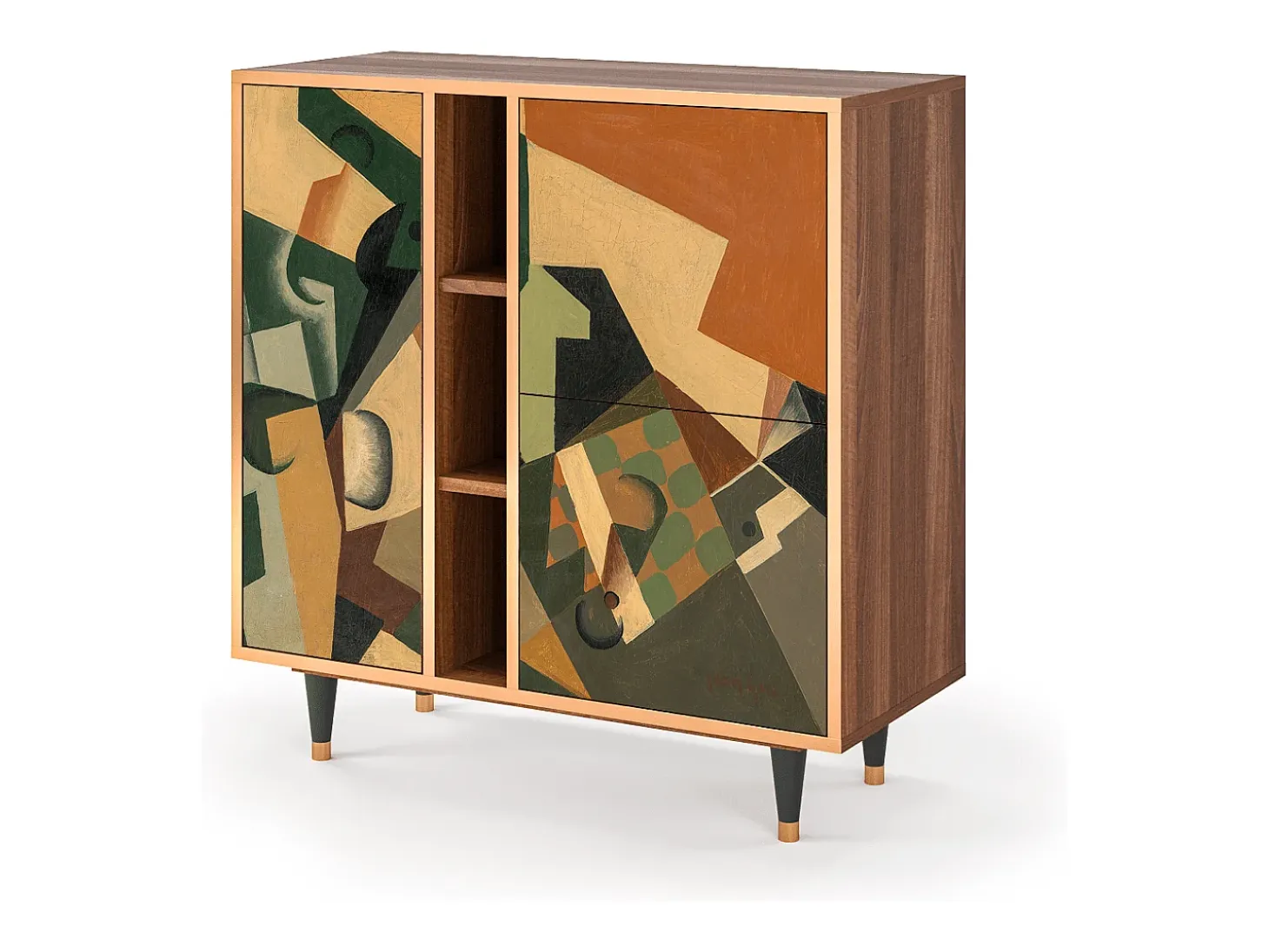 Aparador - 94х96х41 cm - BS5 - Glass and Checkerboard, Nogal